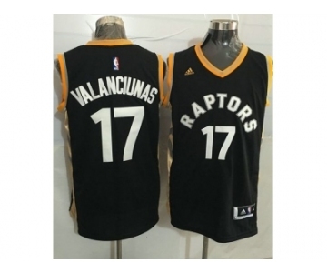 Toronto Raptors #17 Jonas Valanciunas Black Gold Stitched NBA Jersey