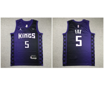 Kings #5 De'Aaron Fox Purple Nike 2023-2024 City Edition Swingman Jersey