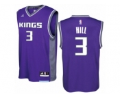 Men Adidas Sacramento Kings #3 George Hill Authentic Purple Road NBA Jersey