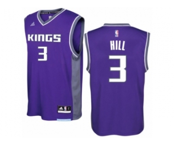 Men Adidas Sacramento Kings #3 George Hill Authentic Purple Road NBA Jersey