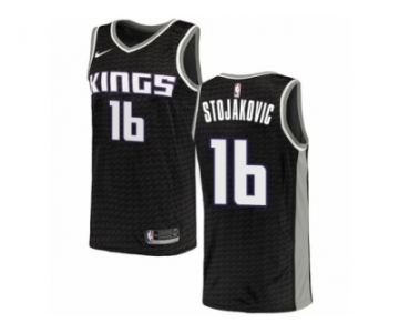 Men Nike Sacramento Kings #16 Peja Stojakovic Authentic Black NBA Jersey Statement Edition