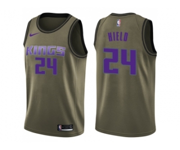 Men Nike Sacramento Kings #24 Buddy Hield Green Salute to Service NBA Swingman Jersey