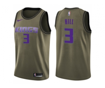 Men Nike Sacramento Kings #3 George Hill Green Salute to Service NBA Swingman Jersey