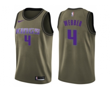 Men Nike Sacramento Kings #4 Chris Webber Green Salute to Service NBA Swingman Jersey