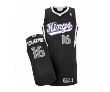 Men's Adidas Sacramento Kings #16 Peja Stojakovic Authentic Black Alternate NBA Jersey