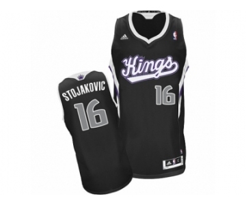 Men's Adidas Sacramento Kings #16 Peja Stojakovic Swingman Black Alternate NBA Jersey