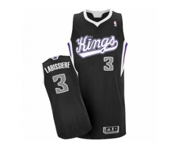 Men's Adidas Sacramento Kings #3 Skal Labissiere Authentic Black Alternate NBA Jersey