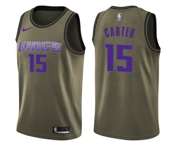 Men's Nike Sacramento Kings #15 Vince Carter Swingman Green Salute to Service NBA Jersey