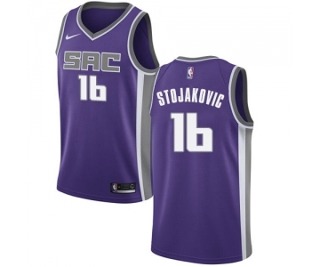 Men's Nike Sacramento Kings #16 Peja Stojakovic Authentic Purple Road NBA Jersey - Icon Edition