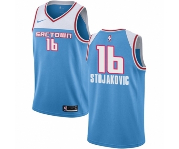 Men's Nike Sacramento Kings #16 Peja Stojakovic Swingman Blue NBA Jersey - 2018-19 City Edition