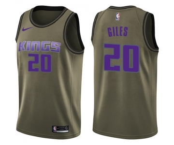 Men's Nike Sacramento Kings #20 Harry Giles Swingman Green Salute to Service NBA Jersey