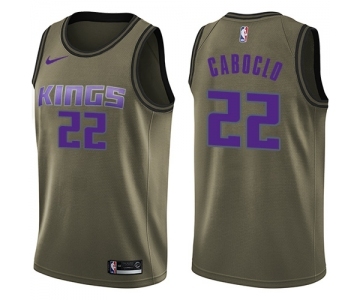 Men's Nike Sacramento Kings #22 Bruno Caboclo Swingman Green Salute to Service NBA Jersey