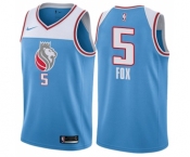 Men's Nike Sacramento Kings #5 De'Aaron Fox Swingman Blue NBA Jersey - City Edition