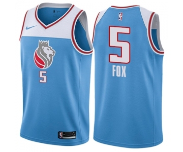 Men's Nike Sacramento Kings #5 De'Aaron Fox Swingman Blue NBA Jersey - City Edition