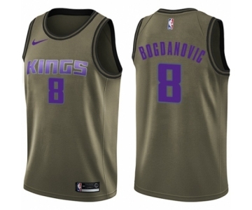 Men's Nike Sacramento Kings #8 Bogdan Bogdanovic Swingman Green Salute to Service NBA Jersey