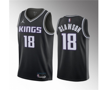 Men's Sacramento Kings #18 Jalen Slawson Black 2023 Draft Statement Edition Stitched Jersey