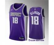 Men's Sacramento Kings #18 Jalen Slawson Purple 2023 Draft Icon Edition Stitched Jersey