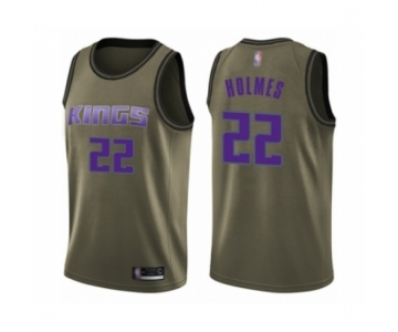 Men's Sacramento Kings #22 Richaun Holmes Swingman Green Salute to Service Basketball Jersey