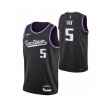 Men's Sacramento Kings #5 De'Aaron Fox 2021-2022 Black City Edition 75th Anniversary Stitched Basketball Jersey