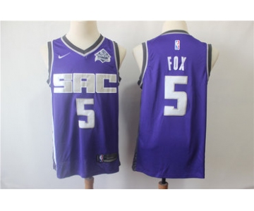 Men's Sacramento  Kings #5 De'Aaron Fox Purple Nike Swingman Jersey