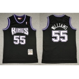 Men's Sacramento Kings #55 Jason Williams 1998-99 Black Hardwood Classics Soul Swingman Stitched NBA Throwback Jersey