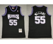 Men's Sacramento Kings #55 Jason Williams 1998-99 Black Hardwood Classics Soul Swingman Stitched NBA Throwback Jersey