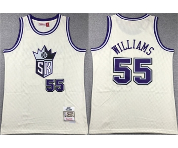 Men's Sacramento Kings #55 Jason Williams White Throwback Stitched Jersey