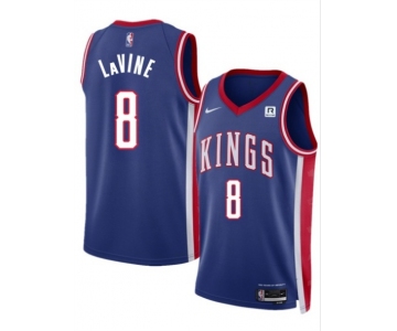 Men's Sacramento Kings #8 Zach LaVine Blue 2025 City Edition Stitched Basketball Jersey