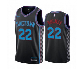 Men's Sacramento Kings Purple #22 Richaun Holmes Black City Edition Sactown 2020-21 Stitched Basketball Jersey