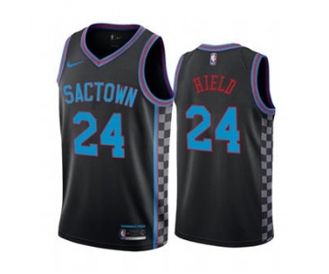 Men's Sacramento Kings Purple #24 Buddy Hield Black City Edition Sactown 2020-21 Stitched Basketball Jersey