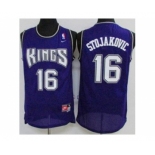 Sacramento Kings #16 Peja Stojakovic Purple Throwback Stitched NBA Jersey