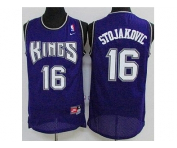 Sacramento Kings #16 Peja Stojakovic Purple Throwback Stitched NBA Jersey