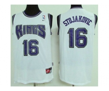 Sacramento Kings #16 Peja Stojakovic White Throwback Stitched NBA Jersey