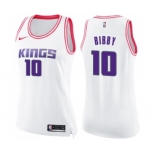 Women's Nike Sacramento Kings #10 Mike Bibby Swingman White Pink Fashion NBA Jersey