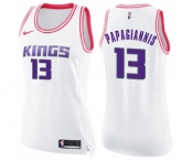 Women's Nike Sacramento Kings #13 Georgios Papagiannis Swingman White Pink Fashion NBA Jersey