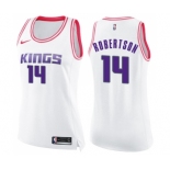 Women's Nike Sacramento Kings #14 Oscar Robertson Swingman White Pink Fashion NBA Jersey