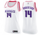 Women's Nike Sacramento Kings #14 Oscar Robertson Swingman White Pink Fashion NBA Jersey