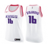 Women's Nike Sacramento Kings #16 Peja Stojakovic Swingman White Pink Fashion NBA Jersey