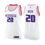 Women's Nike Sacramento Kings #20 Harry Giles Swingman White Pink Fashion NBA Jersey