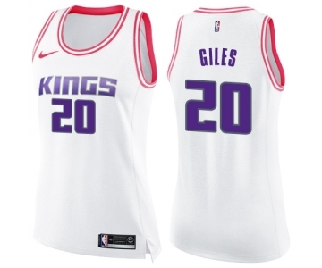 Women's Nike Sacramento Kings #20 Harry Giles Swingman White Pink Fashion NBA Jersey