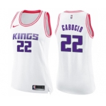 Women's Nike Sacramento Kings #22 Bruno Caboclo Swingman White Pink Fashion NBA Jersey