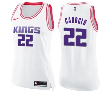 Women's Nike Sacramento Kings #22 Bruno Caboclo Swingman White Pink Fashion NBA Jersey