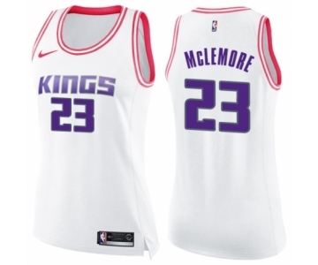 Women's Nike Sacramento Kings #23 Ben McLemore Swingman White Pink Fashion NBA Jersey