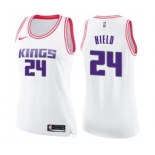 Women's Nike Sacramento Kings #24 Buddy Hield Swingman White Pink Fashion NBA Jersey