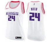 Women's Nike Sacramento Kings #24 Buddy Hield Swingman White Pink Fashion NBA Jersey