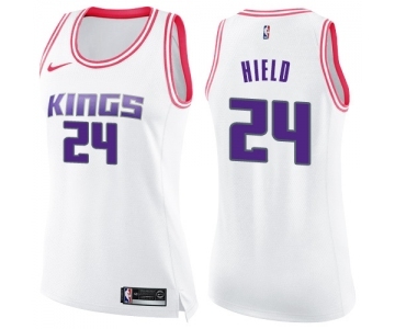 Women's Nike Sacramento Kings #24 Buddy Hield Swingman White Pink Fashion NBA Jersey