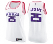 Women's Nike Sacramento Kings #25 Justin Jackson Swingman White Pink Fashion NBA Jersey