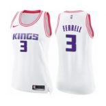 Women's Nike Sacramento Kings #3 Yogi Ferrell Swingman White Pink Fashion NBA Jersey