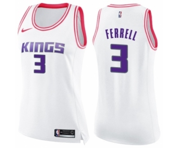 Women's Nike Sacramento Kings #3 Yogi Ferrell Swingman White Pink Fashion NBA Jersey