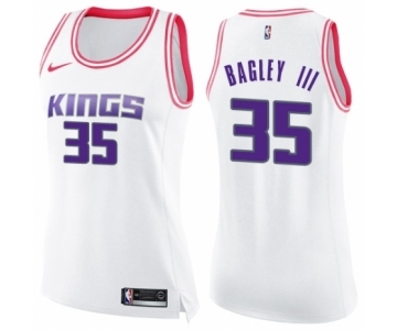 Women's Nike Sacramento Kings #35 Marvin Bagley III Swingman White Pink Fashion NBA Jersey